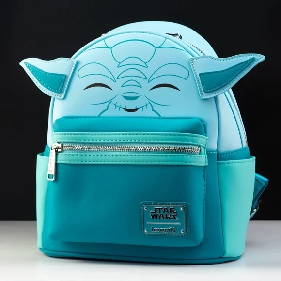 LOUNGEFLY X STAR WARS Glow In The Dark Yoda Force Ghost Mini Backpack NWT - Picture 1 of 16